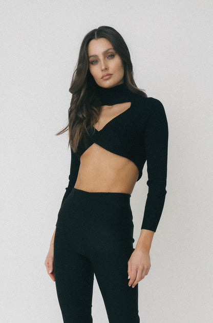 Sexy Black Front Cut Out Yoke Knit Top – SEXY AFFORDABLE CLOTHING